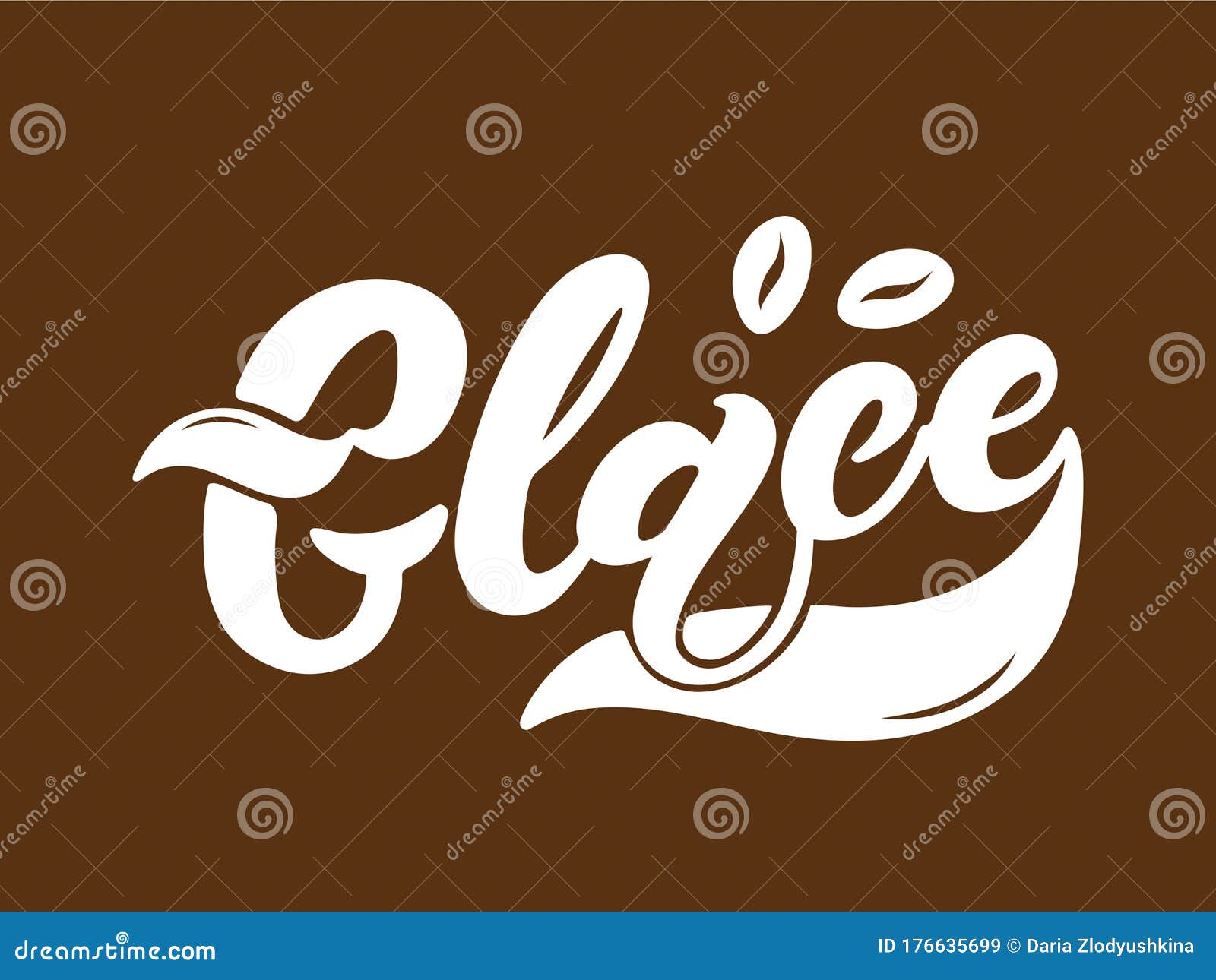 glace. the name of the type of coffee. hand drawn lettering.  illustra. the name of the type of coffee. hand drawn lettering