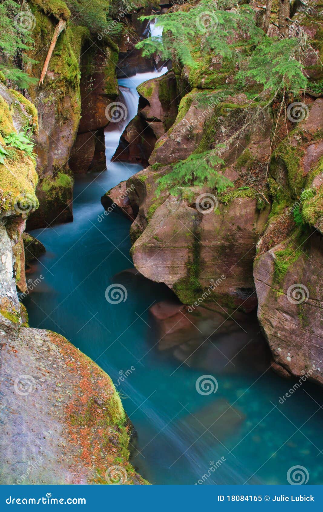 glacial blue water rushing through avalanche gorge