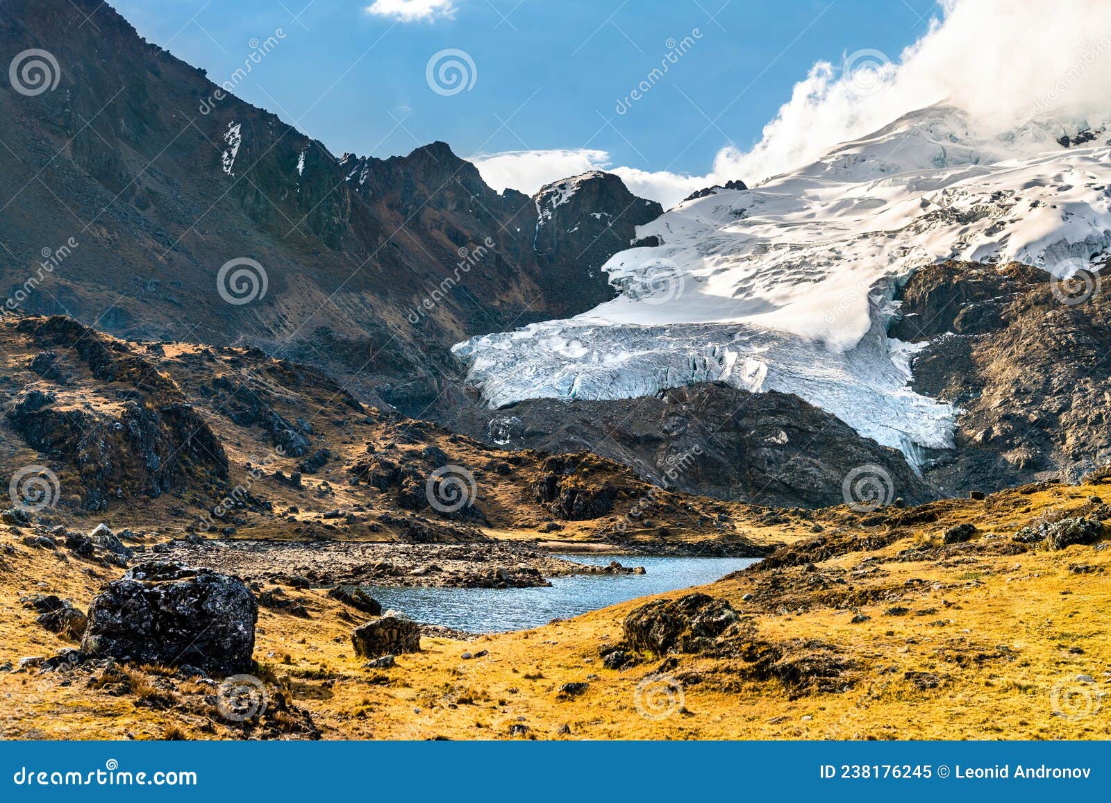 glacier at the huaytapallana mountain range in huancayo, peru