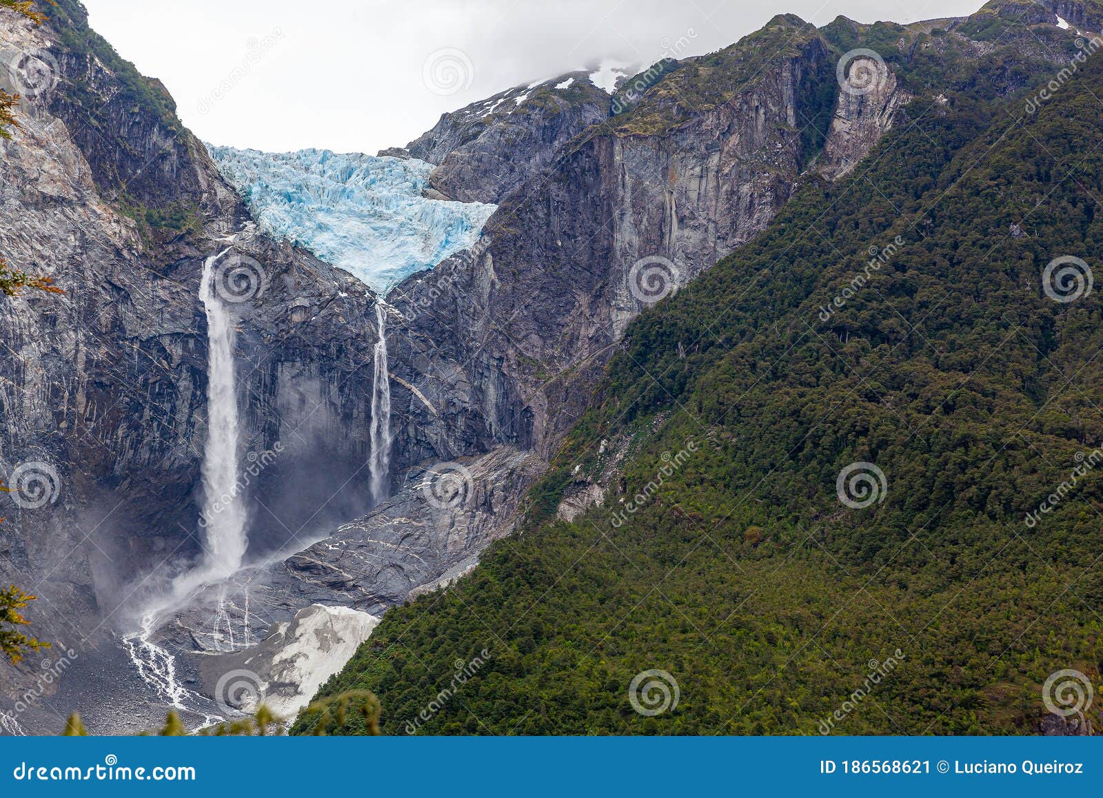 the glacier of ventisquero colgante, near the village of puyuhuapi, chile