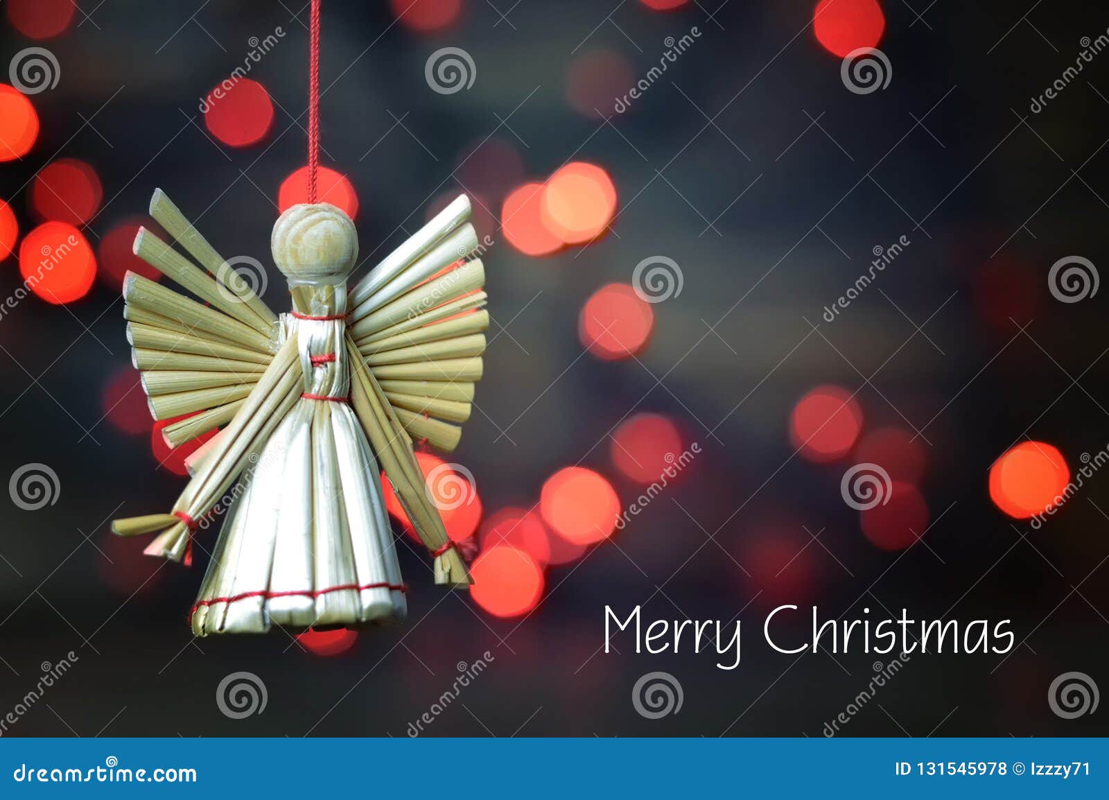 Glad julkort Handgjord julsugrörprydnad ängeljulen isolerade white
