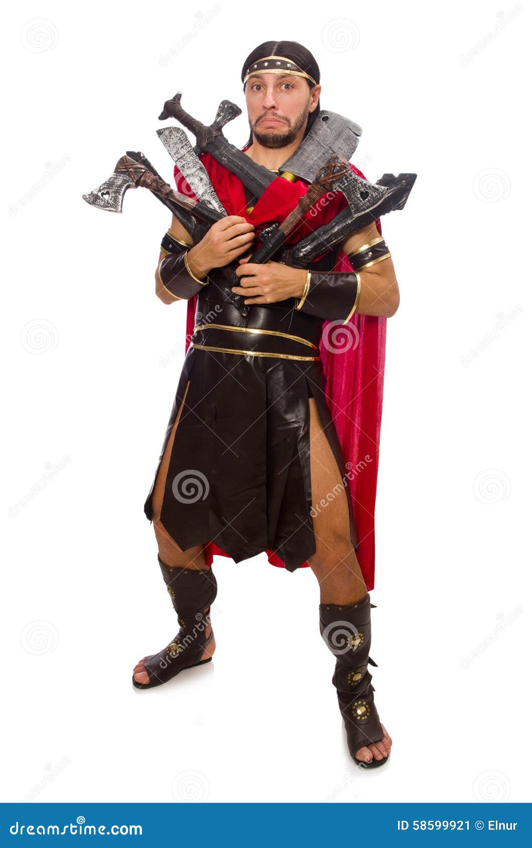 Gladiator with Armament Isolated on White Stock Image - Image of ...