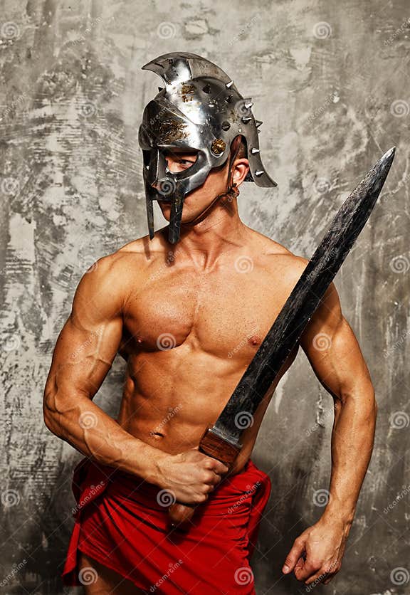 Gladiator with Muscular Body Stock Photo - Image of armed, adult: 36981776