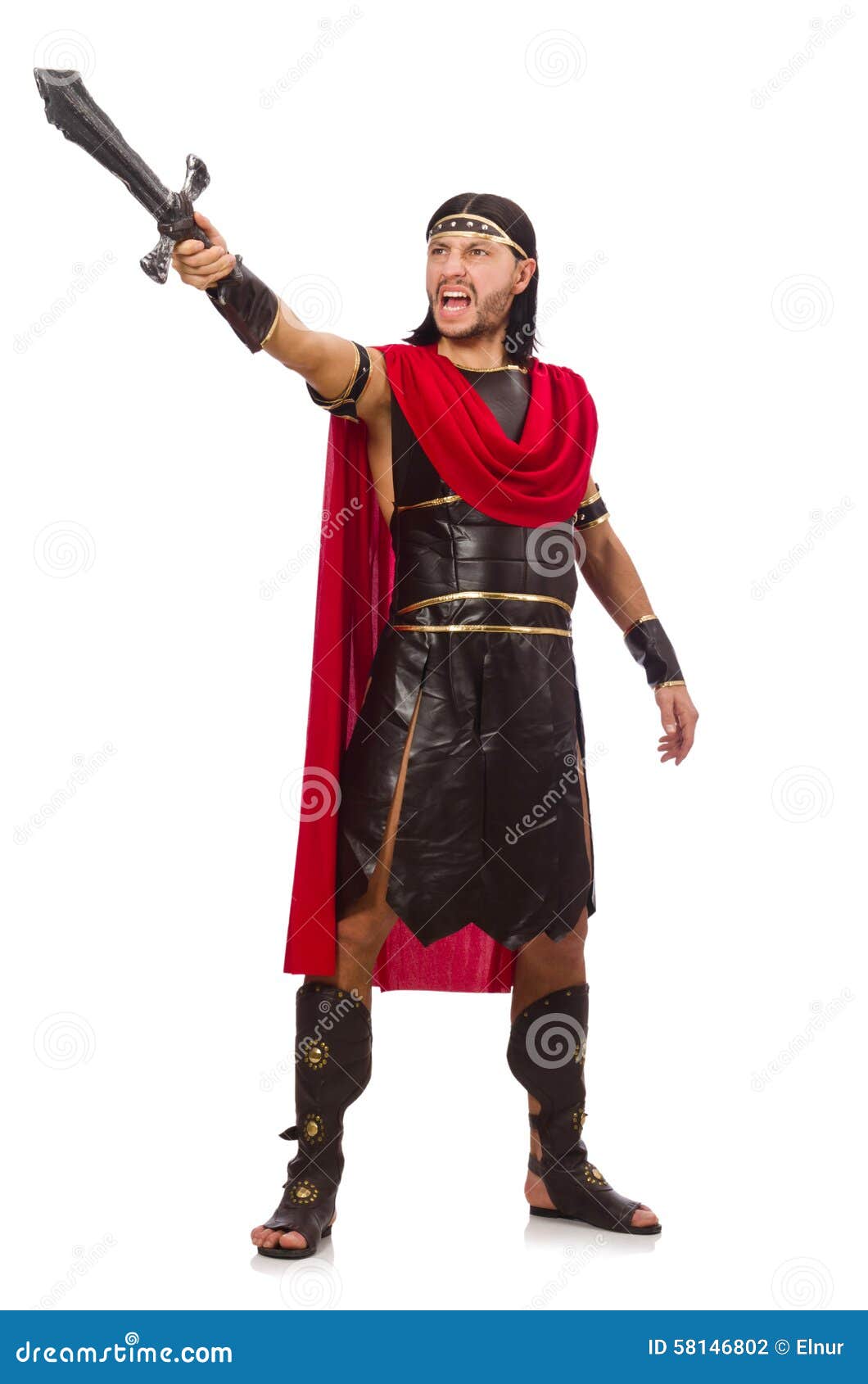 Gladiator Posing with Sword Stock Photo Image of ancient, mantle 58146802