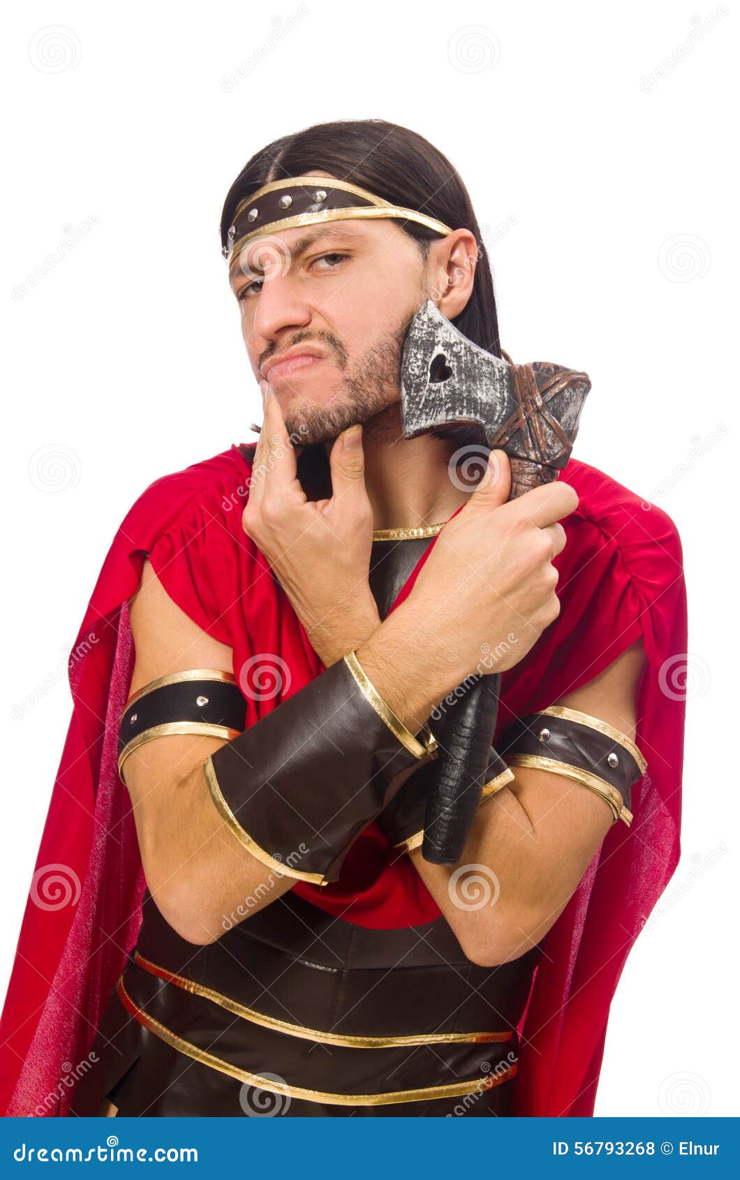 Gladiator Shaves His Face Isolated on the White Stock Photo - Image of ...