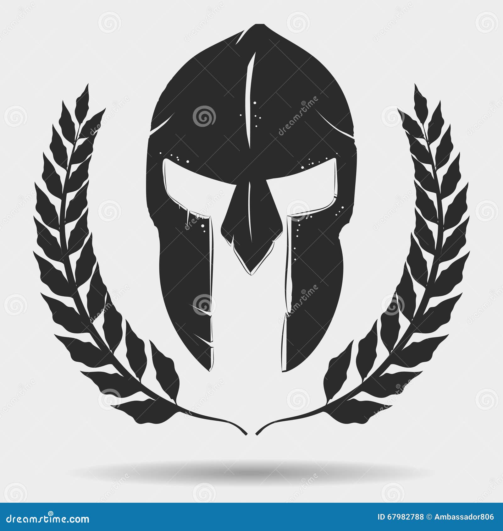 Gladiatorhelm met lauwerkrans. Spartan Warrior-silhouet met lauwerkrans, Ridderhelm, gladiatorpictogram Vector