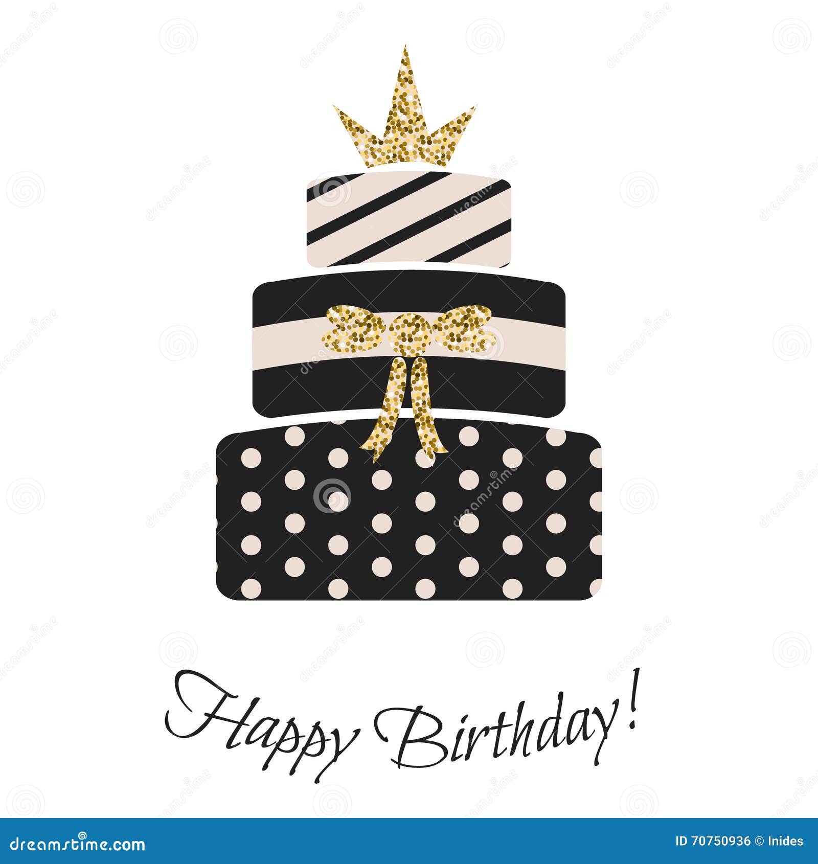 Glam Birthday Cake For Girls Stock Vector Illustration Of Gold