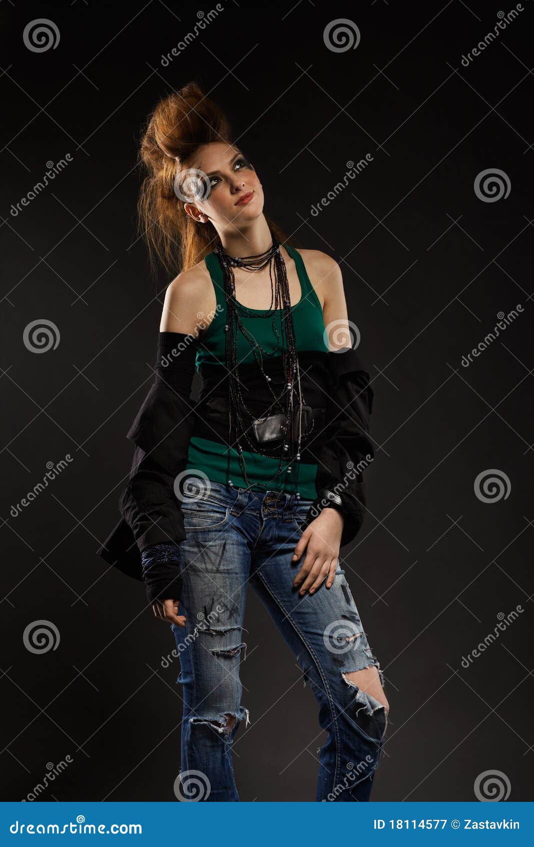 Glam punk girl stock image. Image of jeans, lifestyle - 18114577