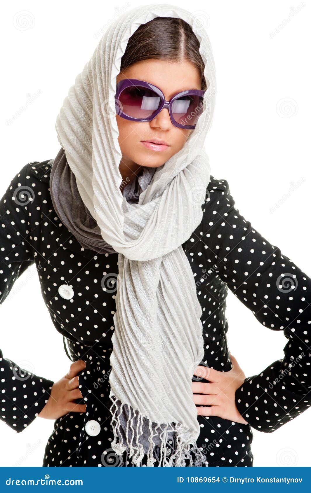 Glamor woman in headscarf stock photo. Image of attractive 10869654