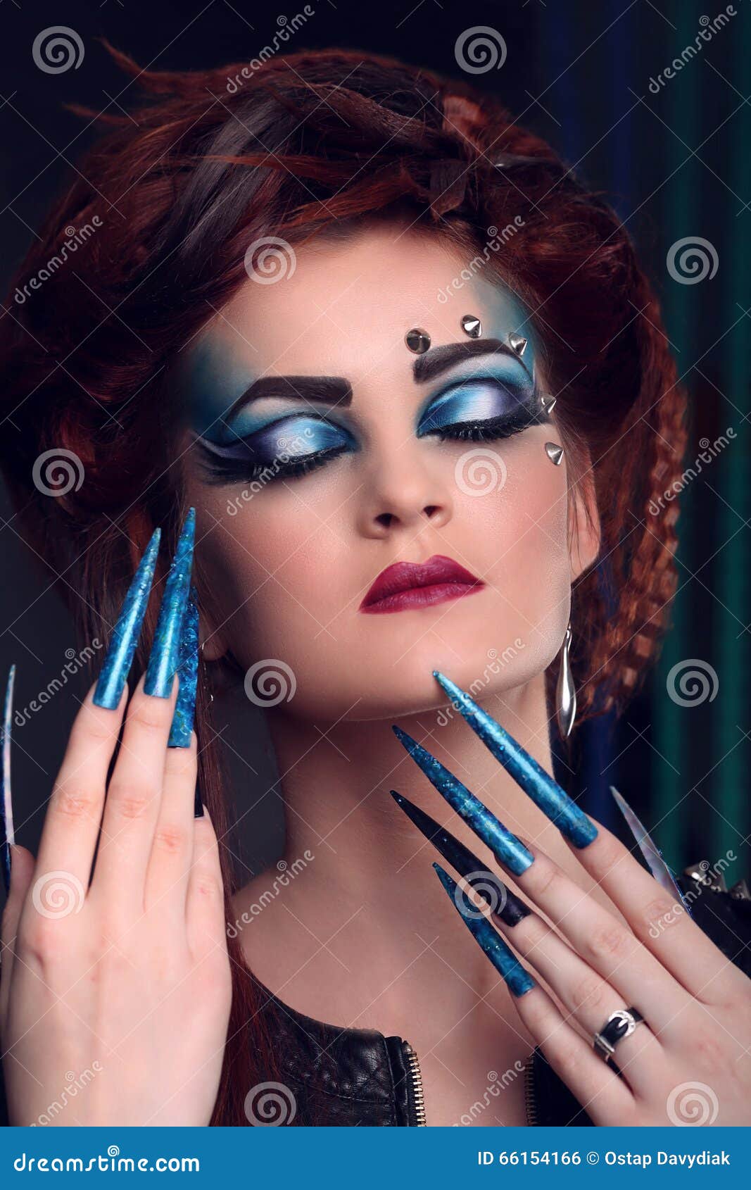 Glamor Woman with Long Nail and Bright Makeup Stock Photo - Image of ...