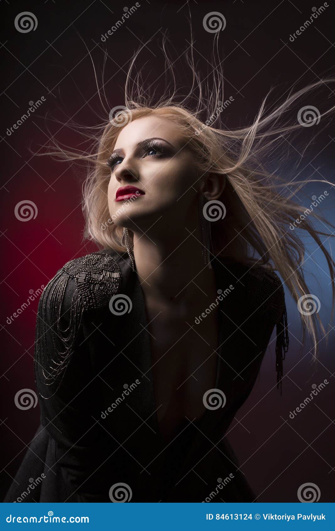 Glamor Young Blonde Woman with Hair in Motion Stock Photo - Image of ...