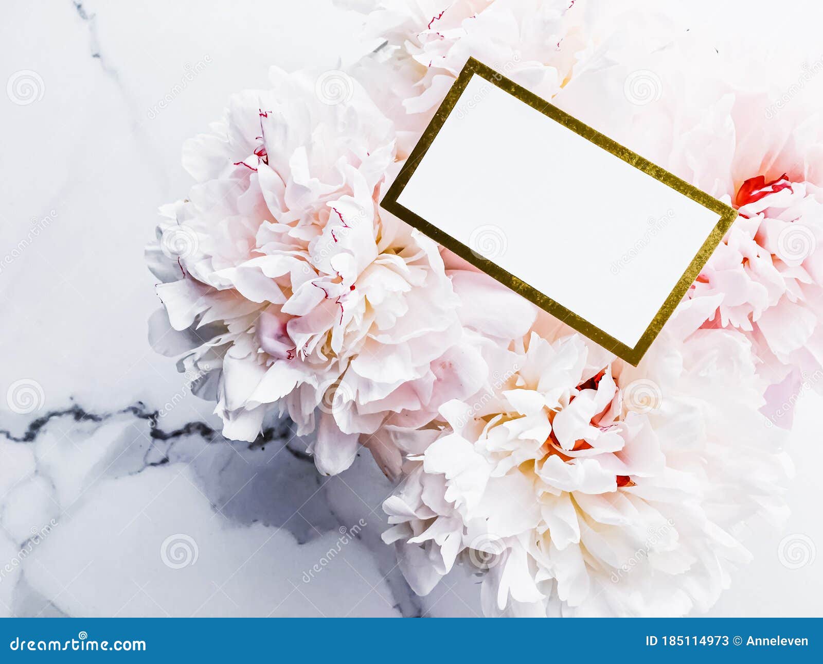 Download Glamorous Business Card Or Invitation Mockup And Bouquet Of Peony Flowers, Wedding And Event ...
