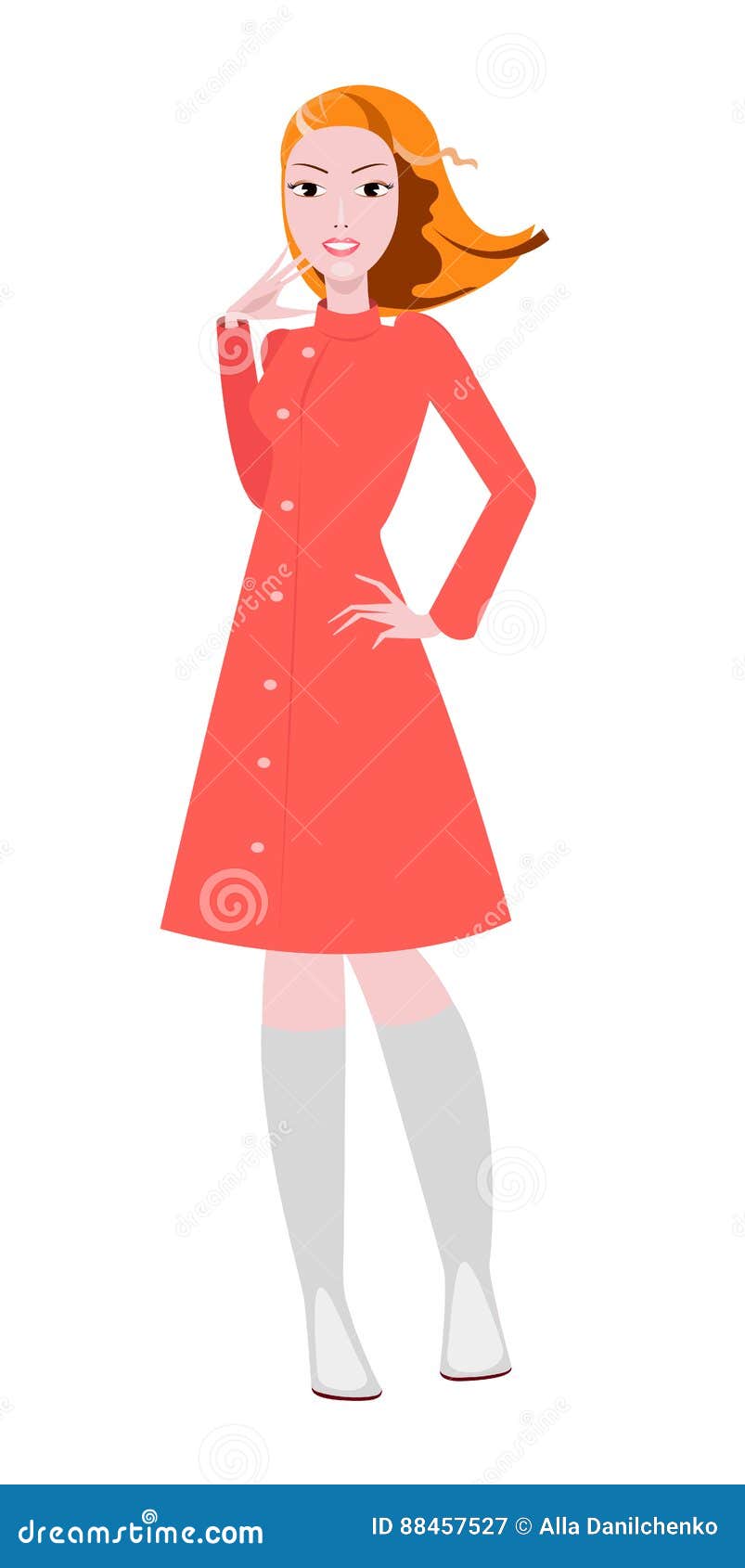 Glamorous Lady On Red Carpet Vector Illustration | CartoonDealer.com