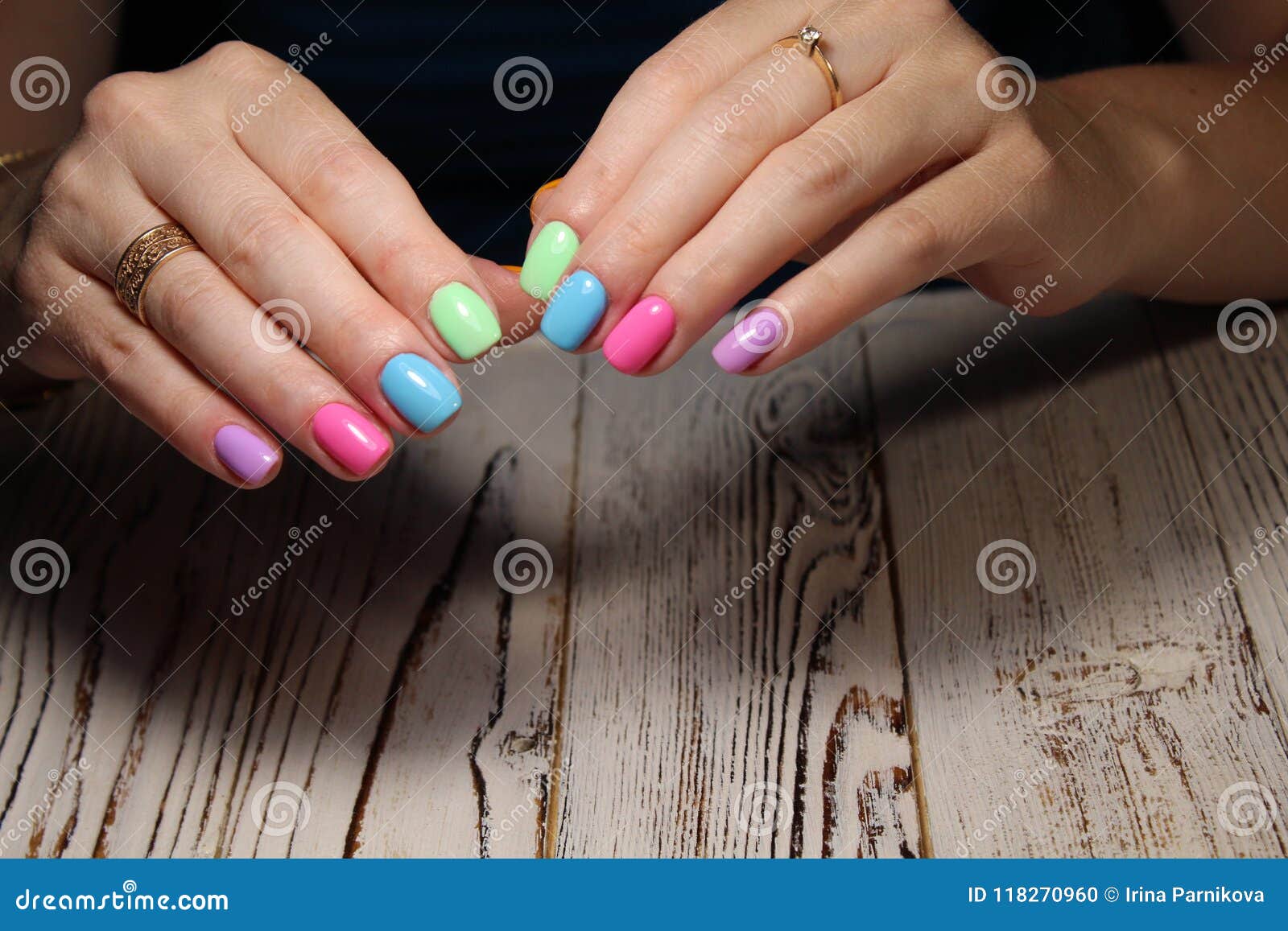 Glamorous Multicolored Manicure Stock Photo - Image of blue, finger ...