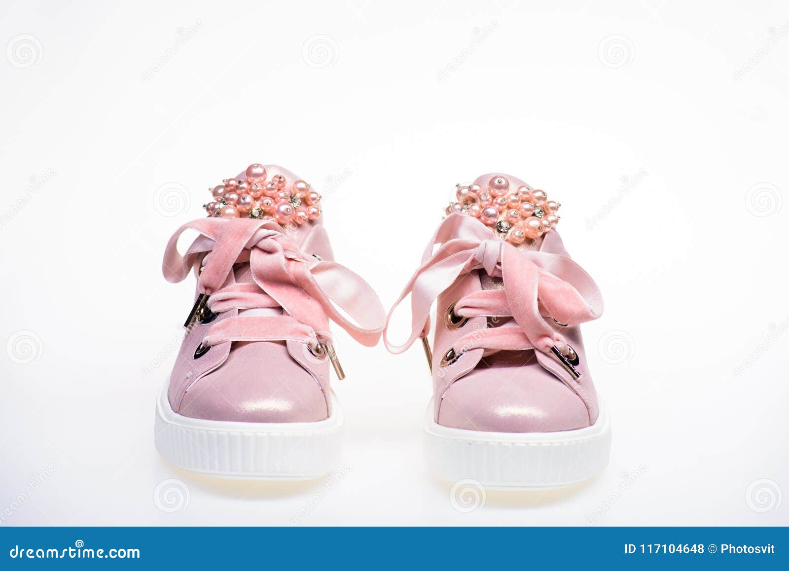 Glamorous Sneakers Concept. Cute Shoes Isolated on White Background ...