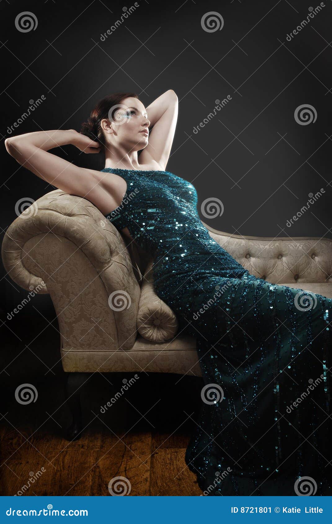 Glamorous Woman on Chaise Lounge Stock Image Image of actress, stage