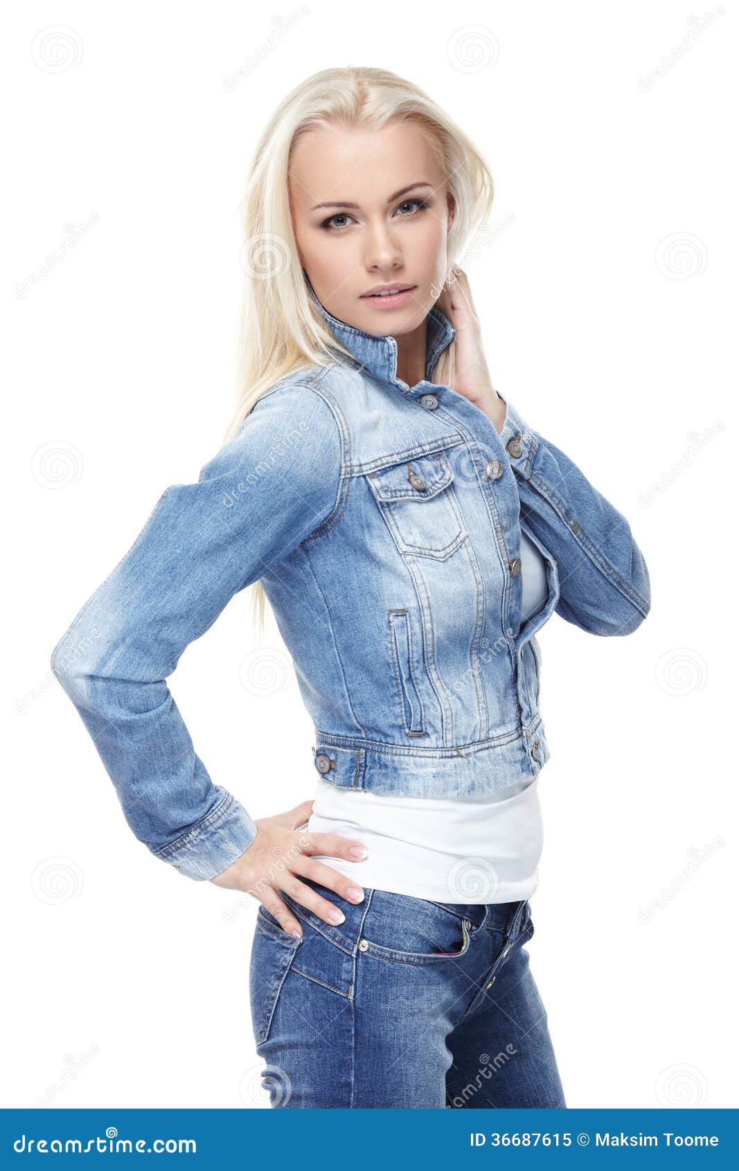 Glamorous woman stock image. Image of denim, casual, babe - 36687615