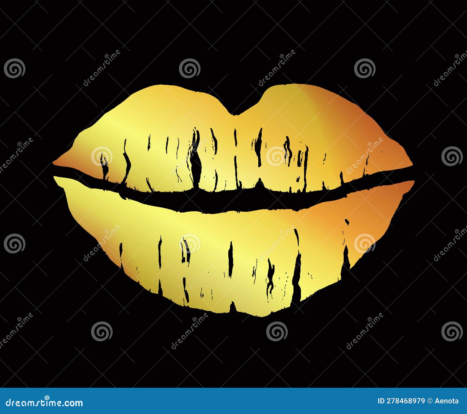 Glamour Gold Lipstick Kiss stock vector. Illustration of charm 278468979