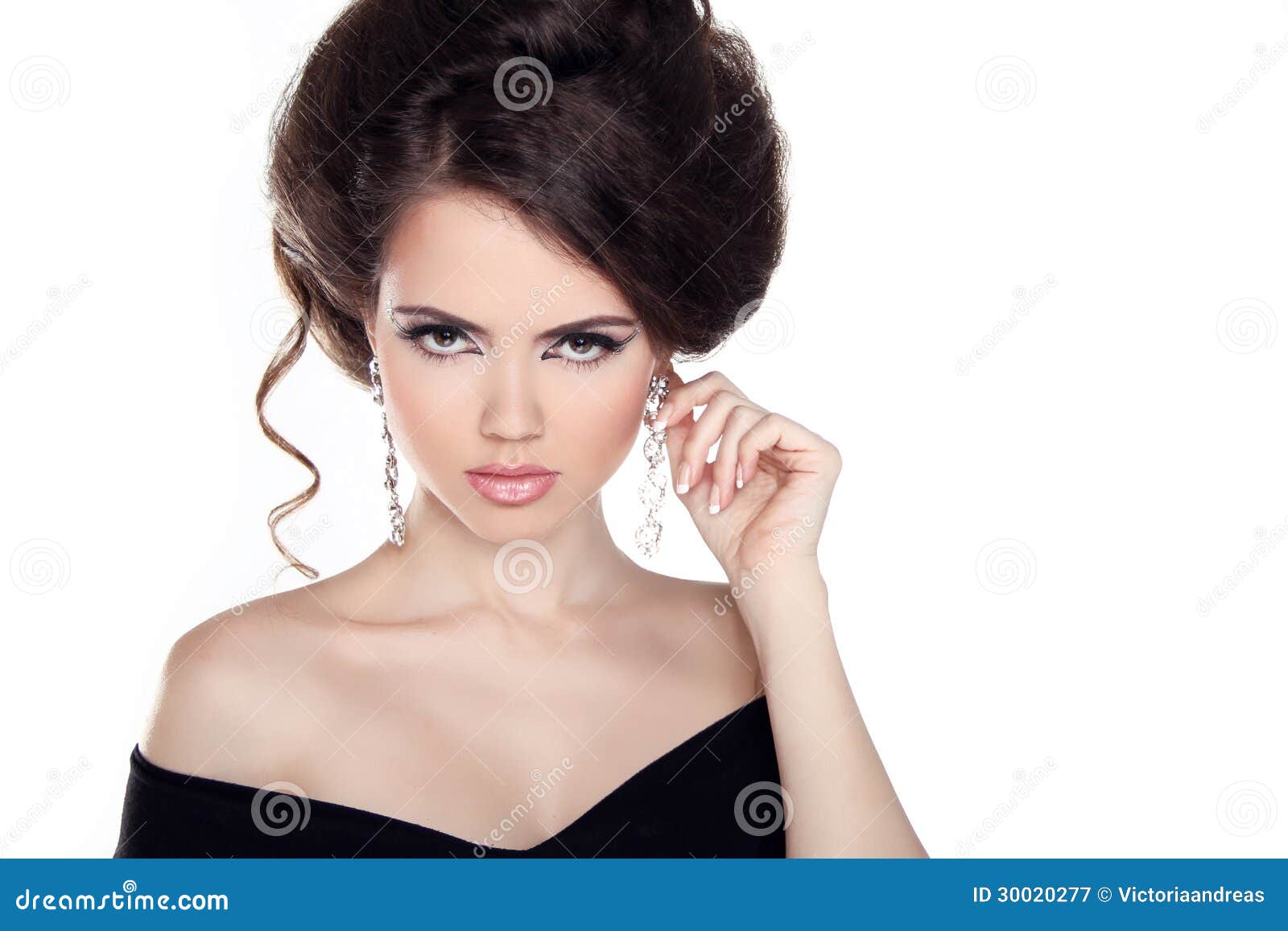 Glamour Portrait Of Beautiful Woman Model With Hairstyle 