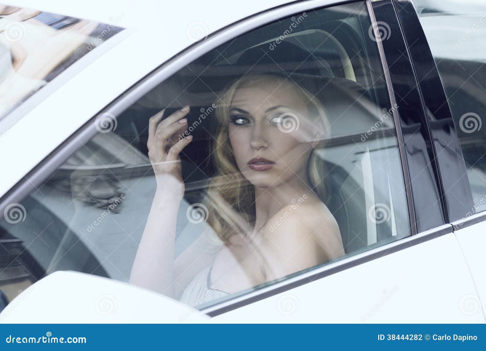 Glamour woman in a car stock photo. Image of glamour 38444282