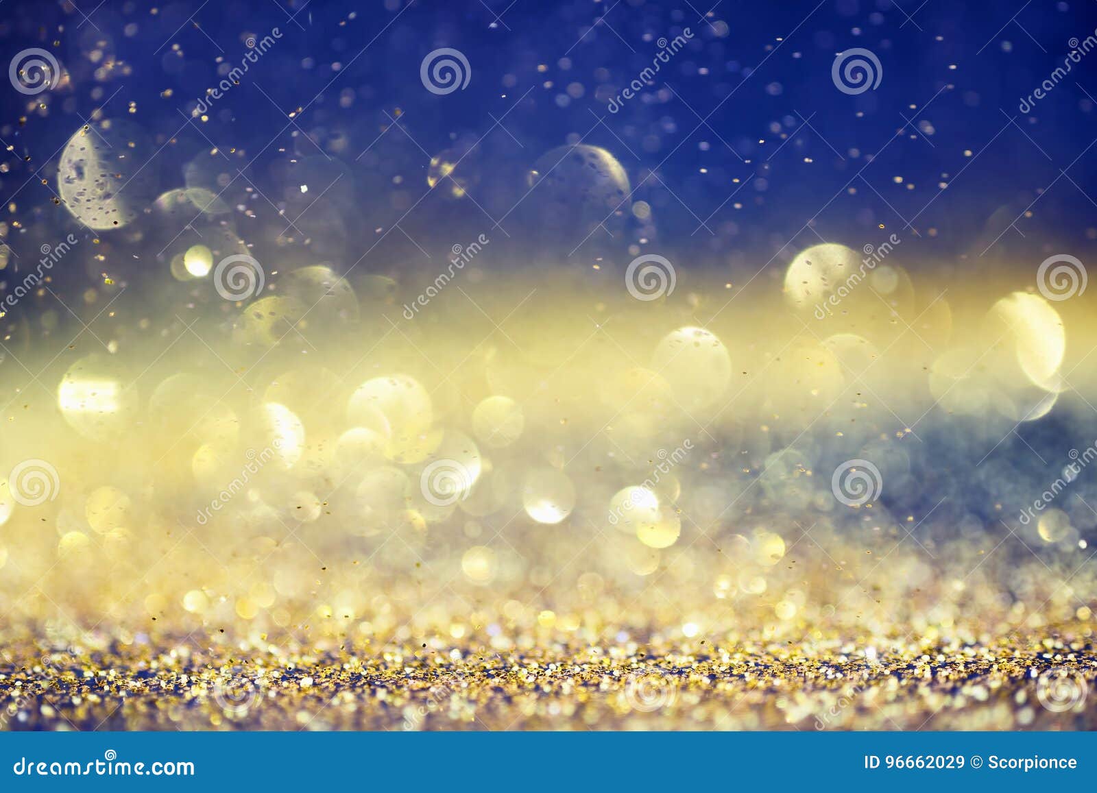 glamourous luxury golden and blue bokeh background