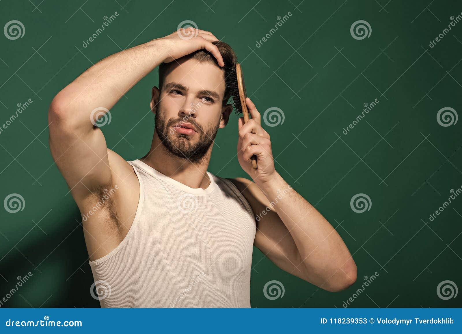 Glamur Man Hair Style. Macho with Bearded Face and Haircut in White Singlet Stock Image - Image of muscular, routine: 118239353 Glamur Man Hair Style. Macho with Bearded Face and Haircut in White Singlet Stock Image - Image of muscular, routine: 118239353