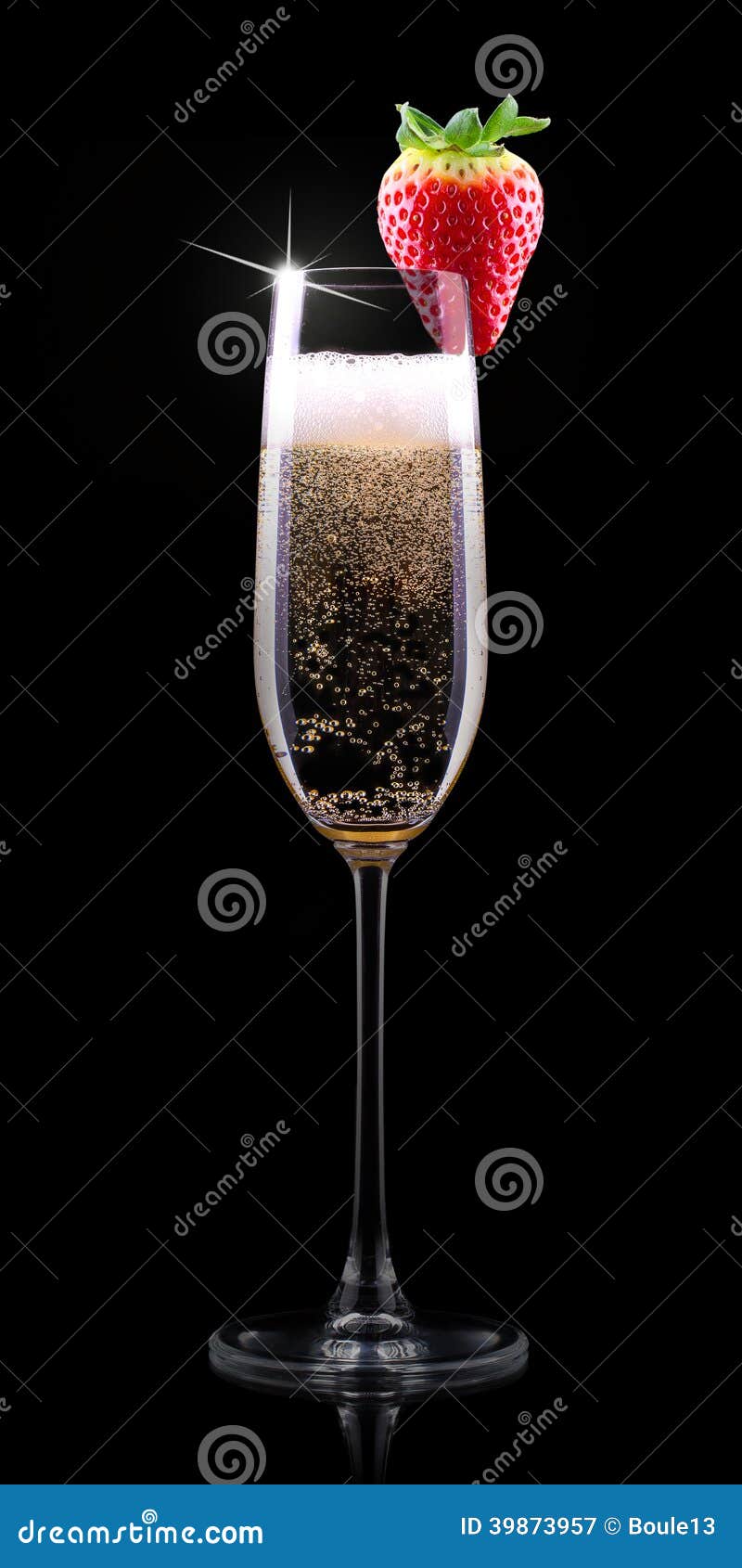 Glas Champagner Mit Geschmackvoller Erdbeere Stockbild - Bild von ...