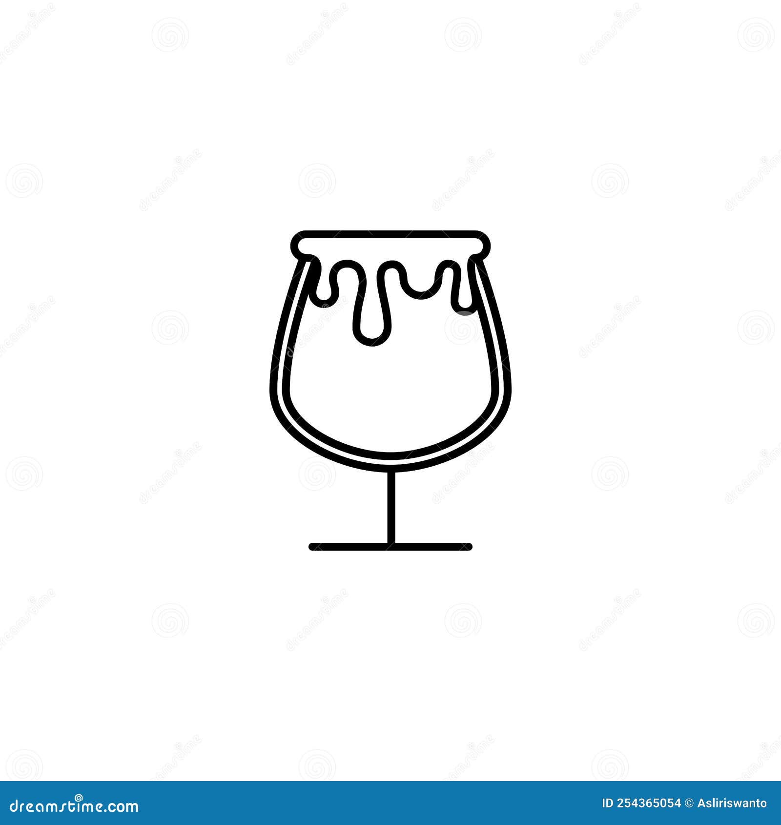 Snifter Glass Icon With Overfilled With Water On White Background