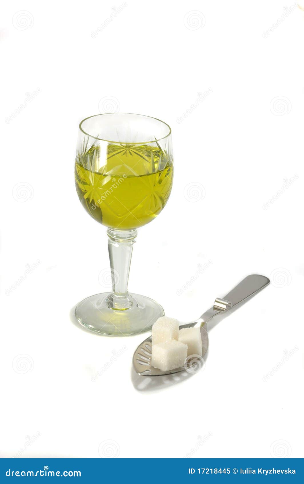 Glass with Absinth and Spoon with Sugar Pieces Stock Image Image of spoon, liquor 17218445