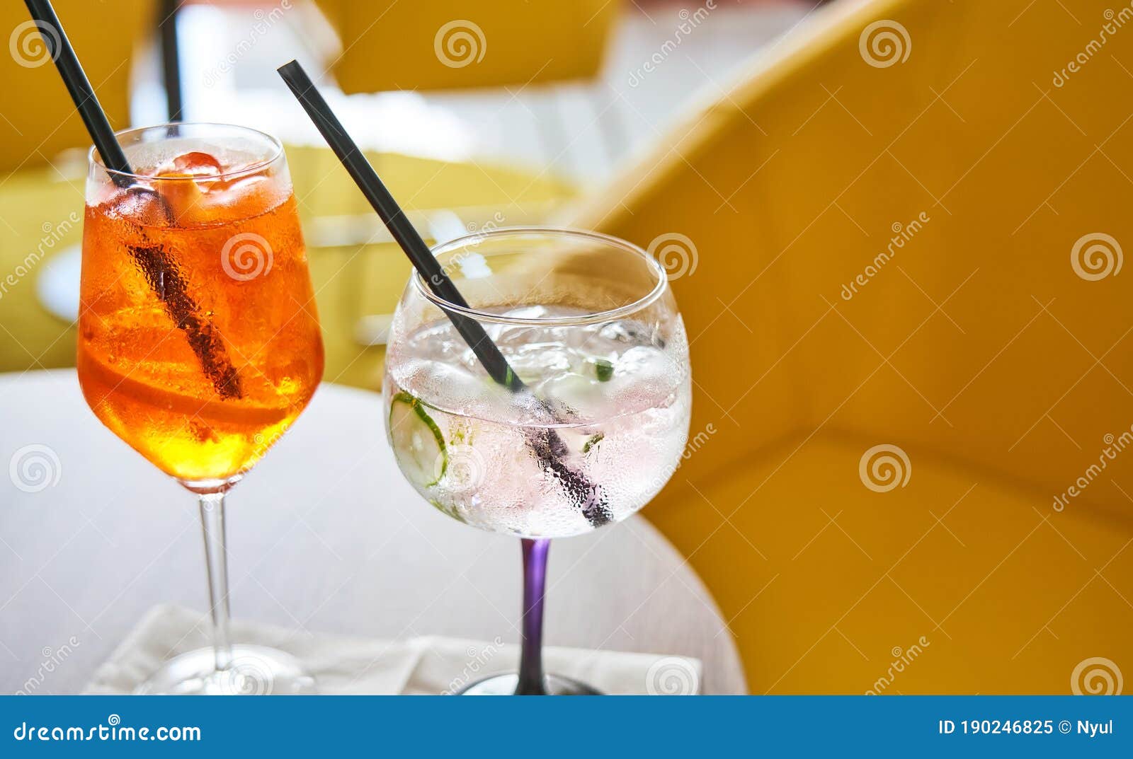 Glass of Aperol Spritz and Gin Tonic Cocktail Stock Image Image of