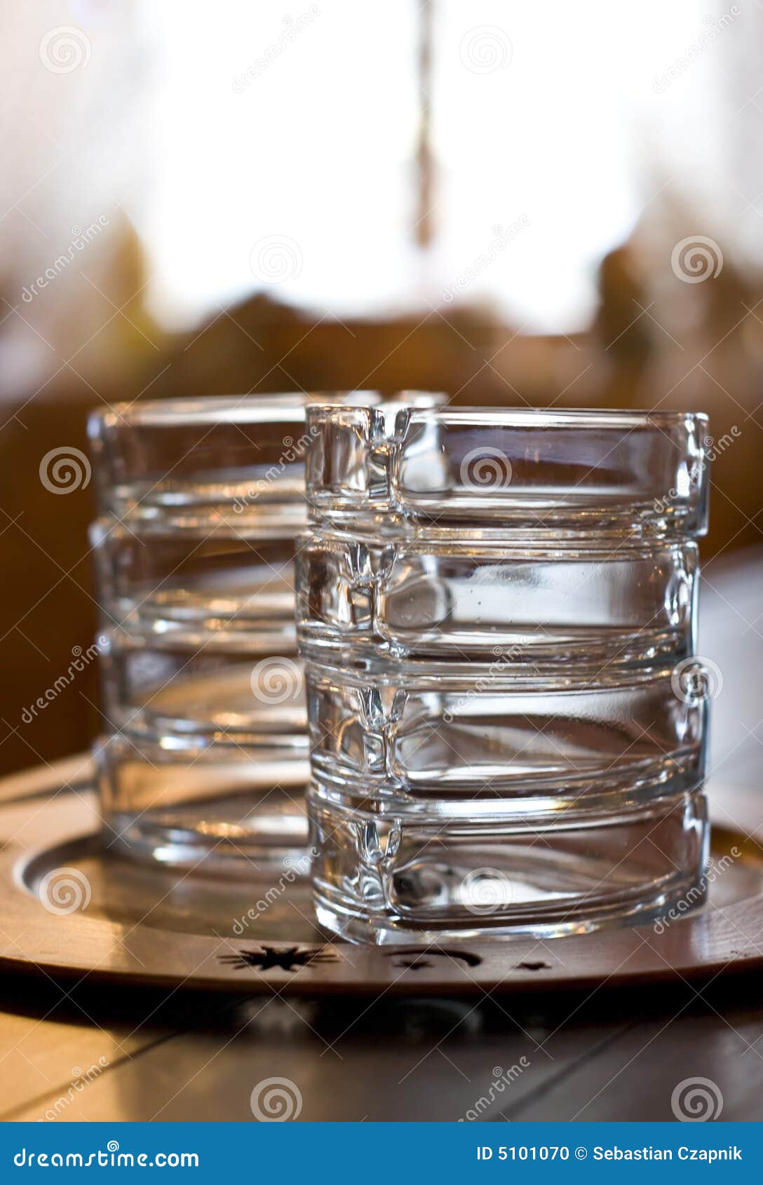 Glass ashtrays on bar stock photo. Image of eight, wood 5101070