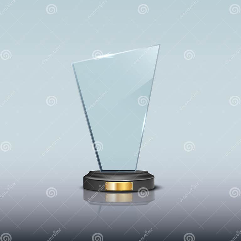 Glass Award Template. Vector Blank Glass Trophy Award. Stock Vector