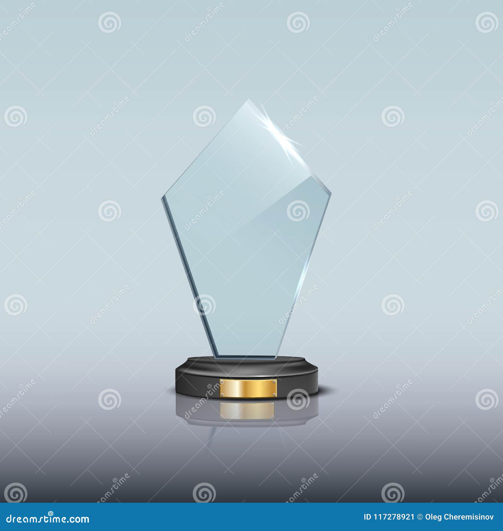 Glass Award Template. Vector Blank Glass Trophy Award. Stock Vector