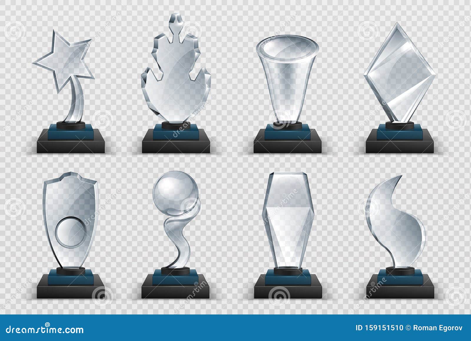 glass awards. realistic transparent winner trophy, acrylic stars cups and competition prizes.   fogged