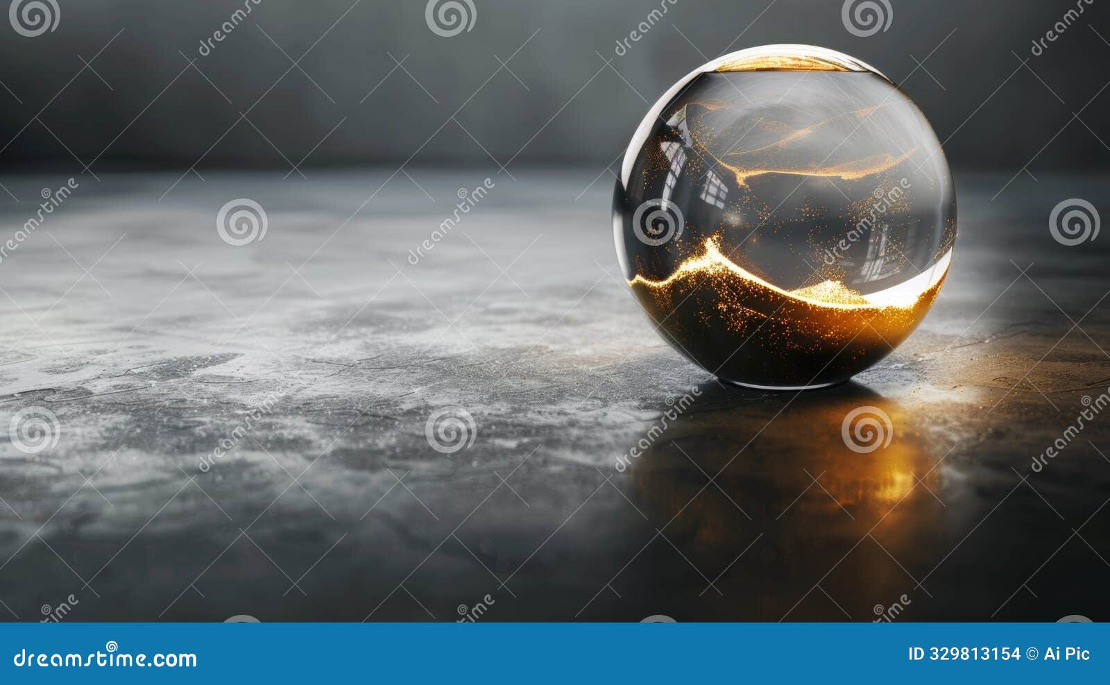 a glass ball with a yellowish glow on it