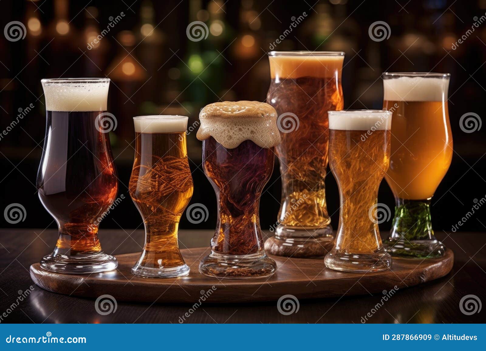 Glass Beakers with Beer Samples for Tasting Stock Image Image of