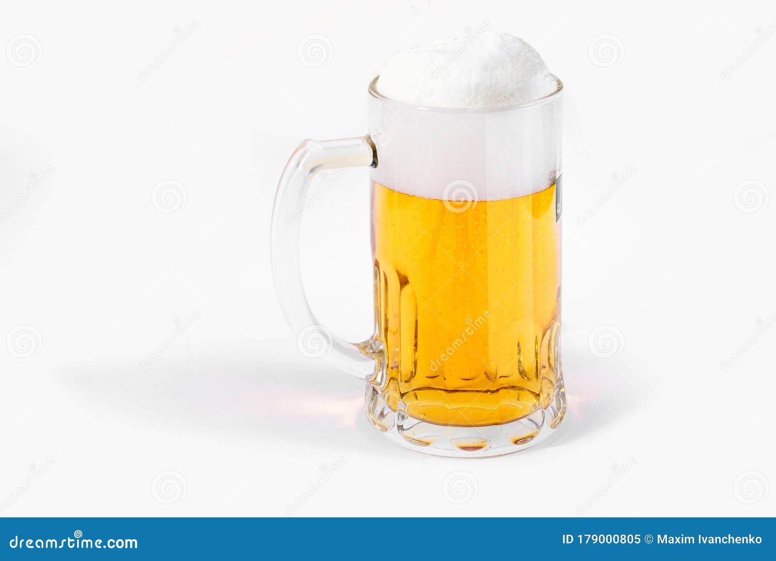 Glass of beer with foam stock image. Image of glass 179000805