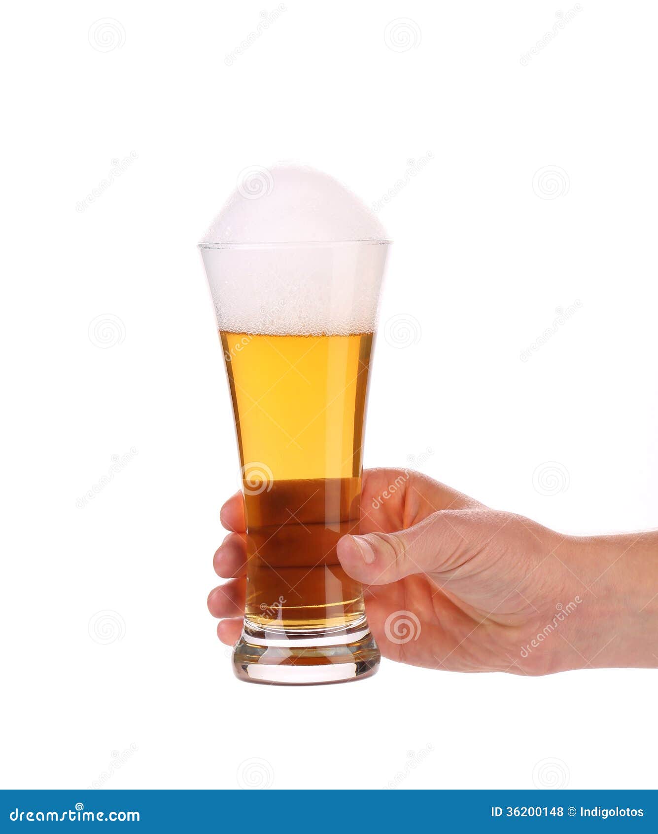 Glass of beer in hand. stock photo. Image of beverage 36200148