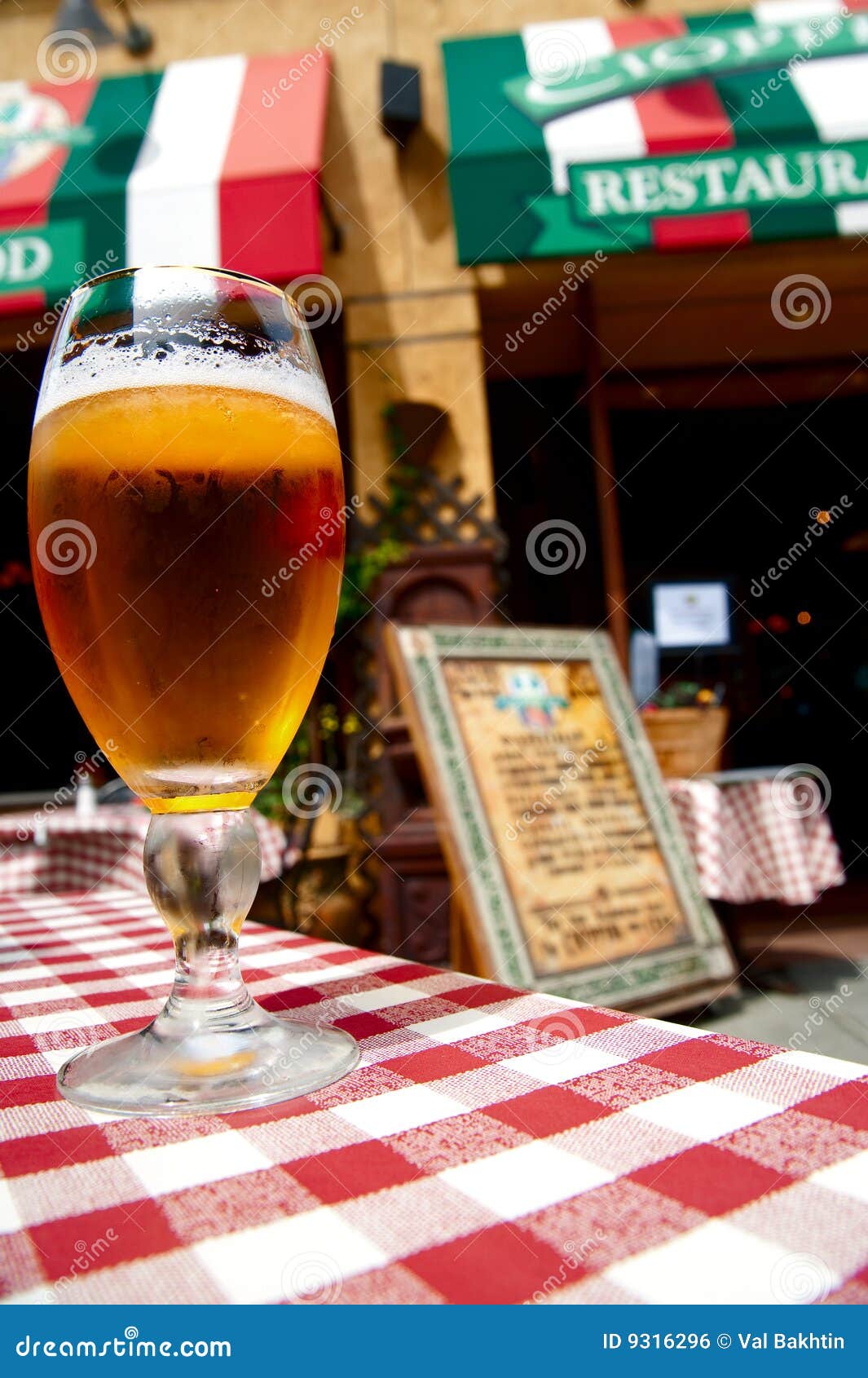 Glass of Beer in Italian Restarant Stock Photo Image of california