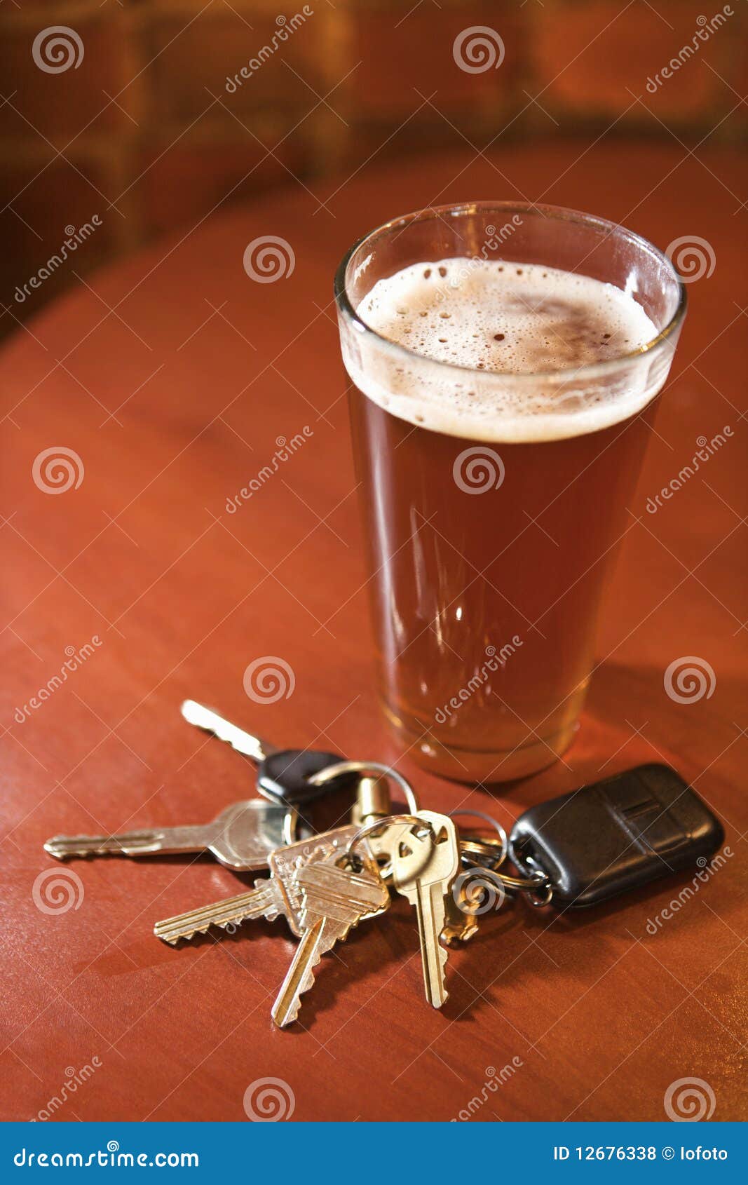 Glass of Beer and Keys on Bar Table Stock Photo Image of recreation