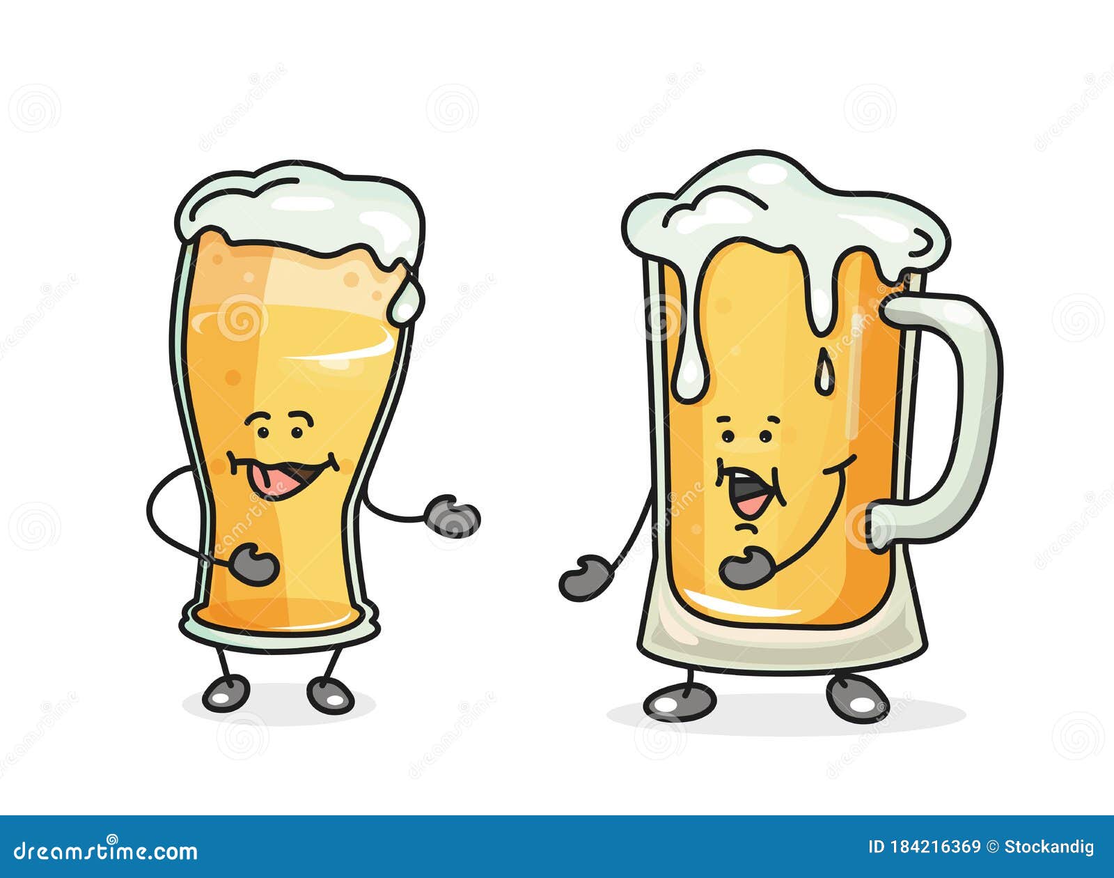 Glass Beer Vector Flat Cartoon Color Icon With Emotions Stock Vector Illustration Of Party Alcohol