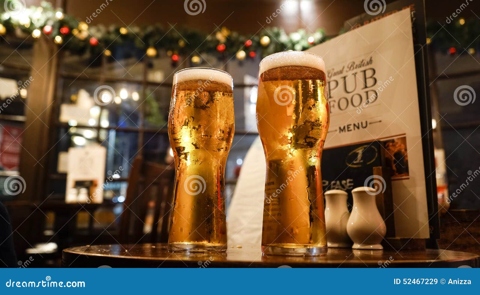glass of beers on a local pub