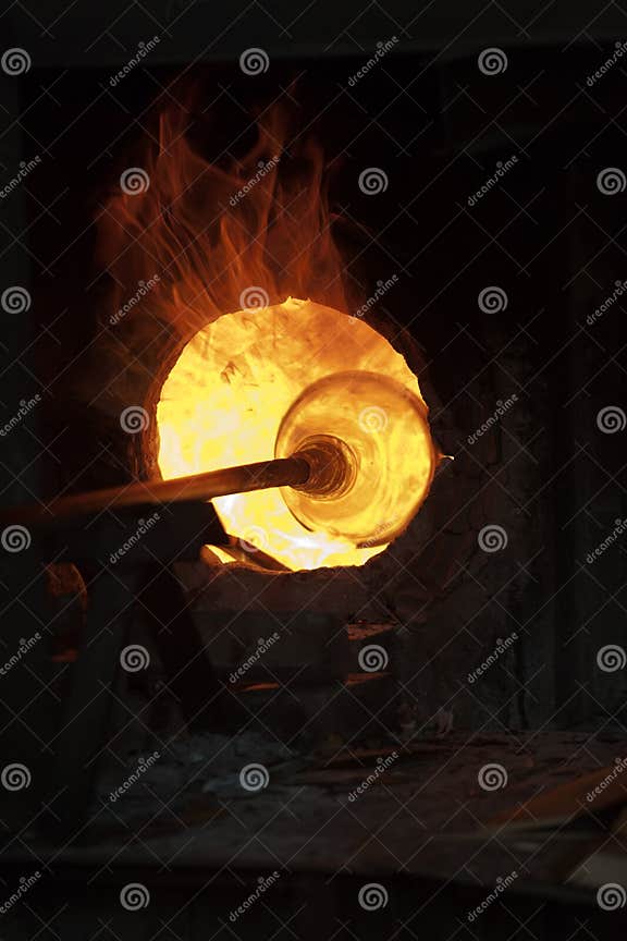Glass blowing process stock image. Image of murano, kiln 36754165