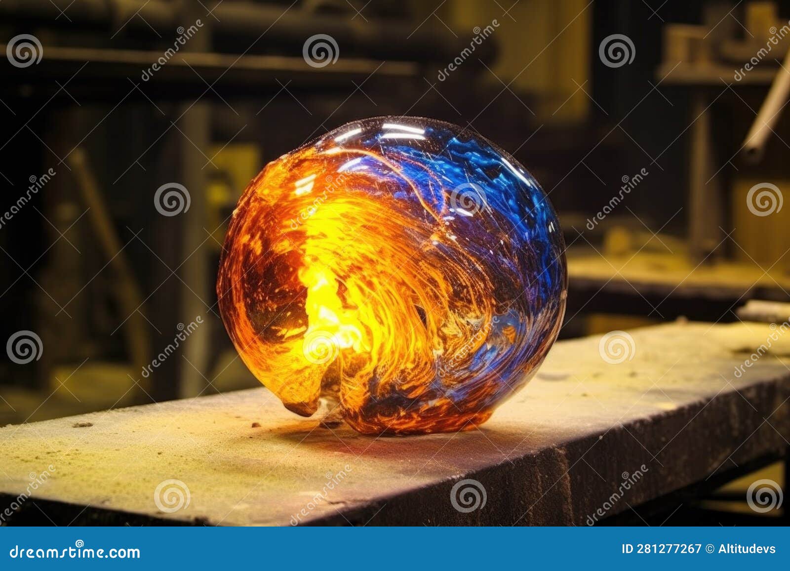 Glass Blowing Art And Flame. Handmade Glassware Is Produced On High