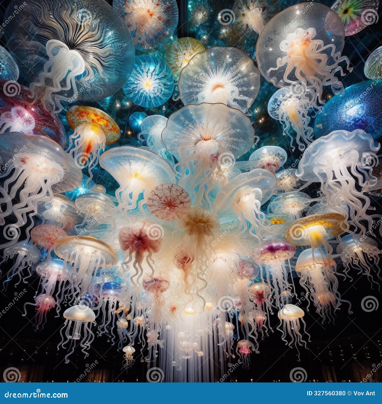 49 113. glass blown jellyfish chandelier_ a chandelier made fom
