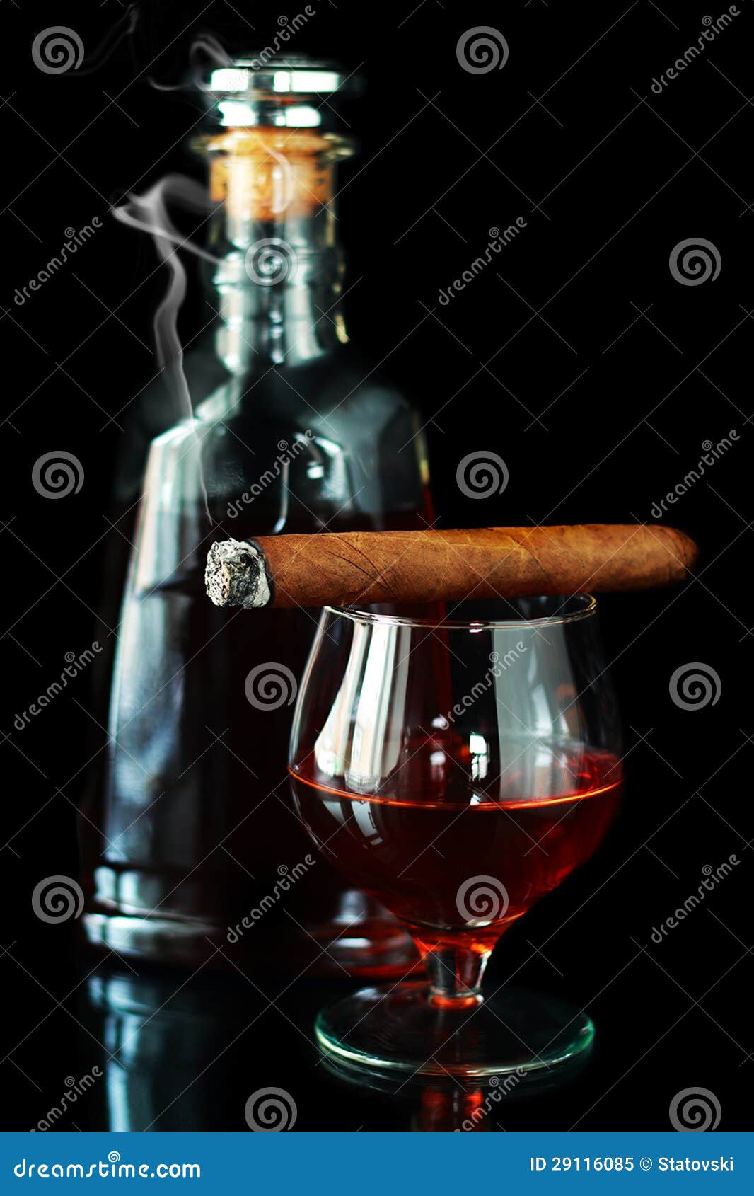 Glass and Bottle with Cognac Stock Image Image of tobacco, cool 29116085