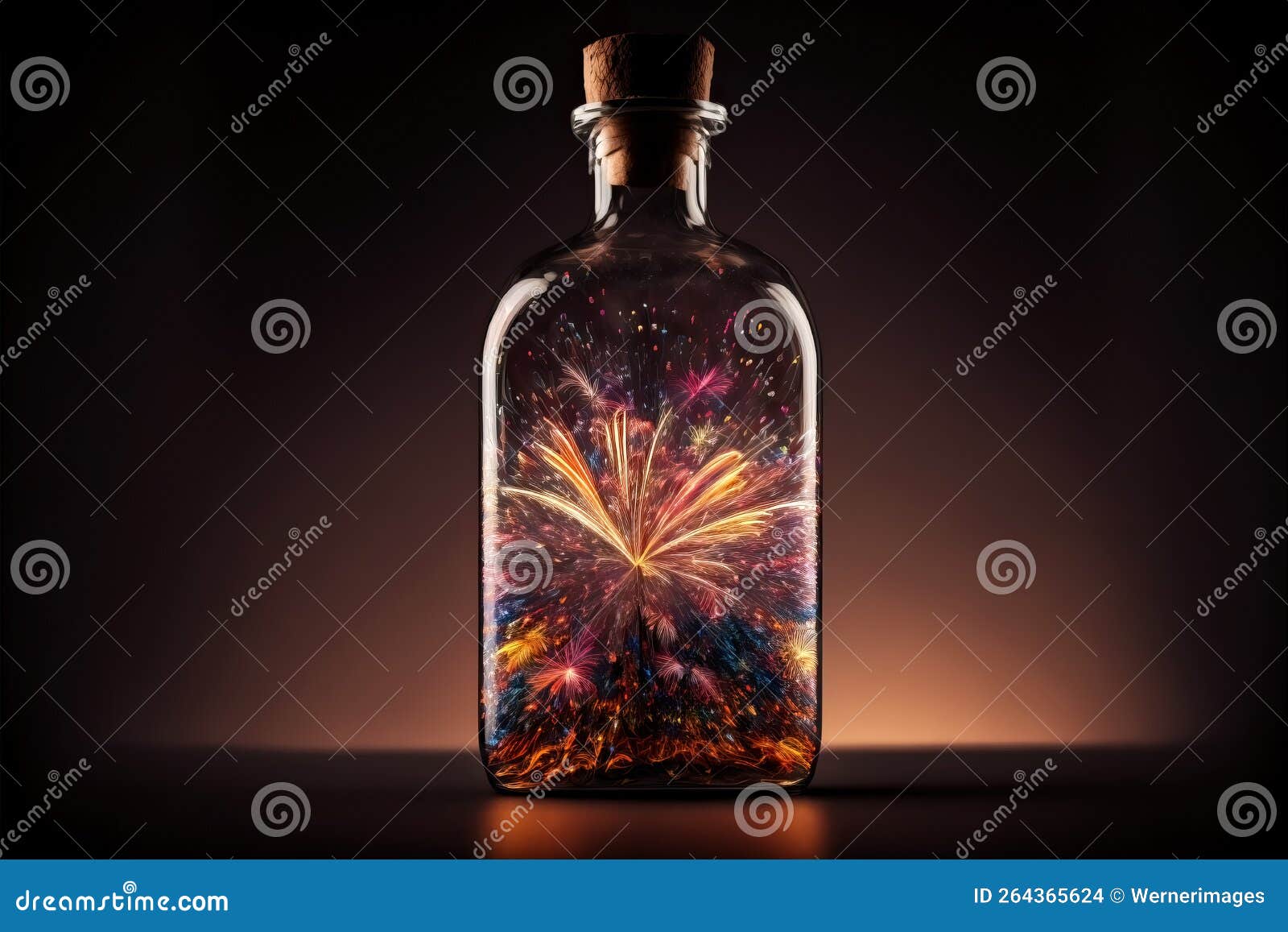A Glass Bottle with Firework Inside Stock Illustration Illustration