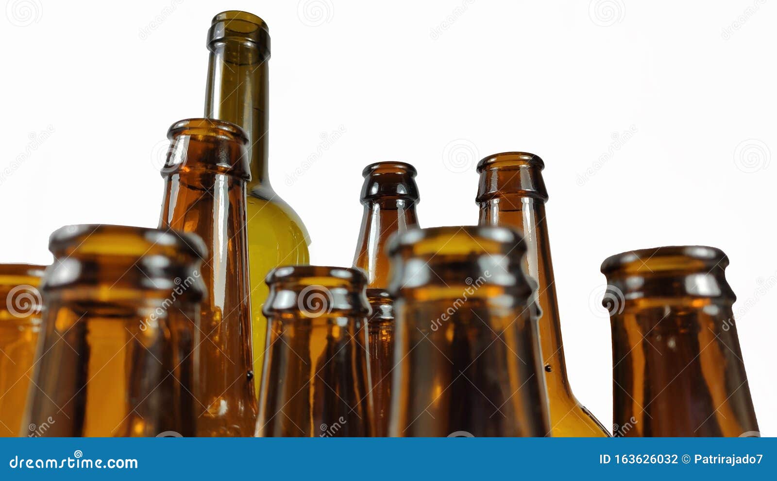 Glass Bottle Heads Up Close. Stock Photo Image of white, depth 163626032