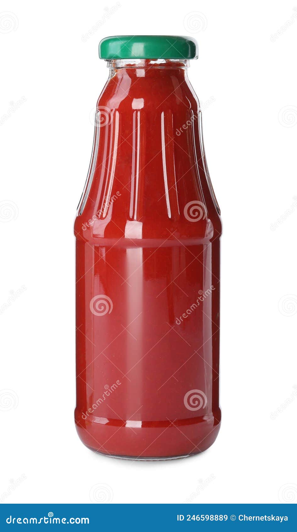 Glass Bottle of Ketchup Isolated on White Stock Image Image of