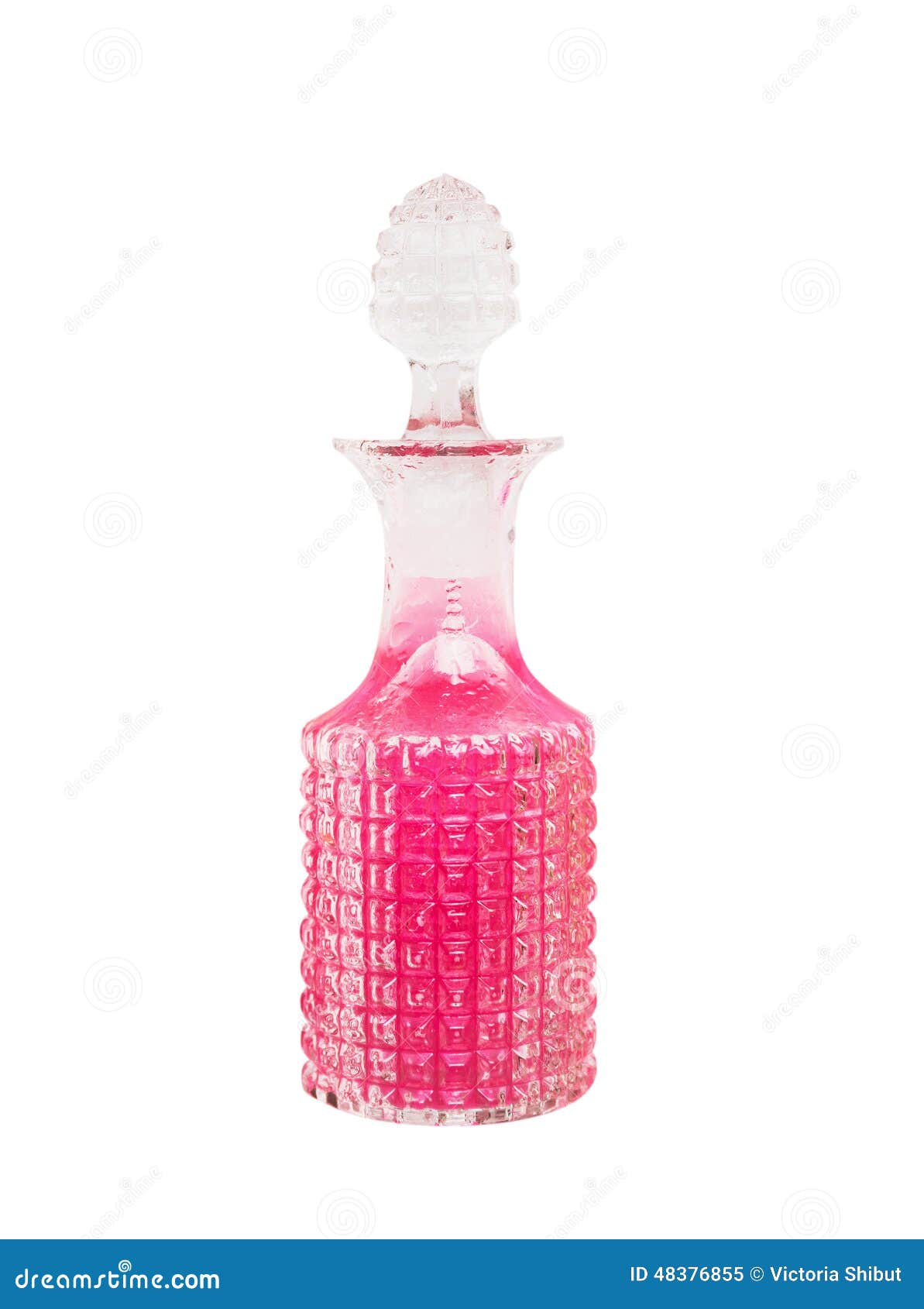 Glass Bottle With Pink Rose Water , Isolated On White Stock Image